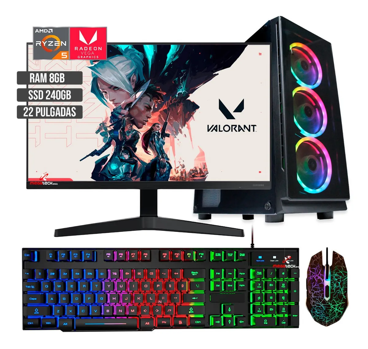 Pc Torre Equipo Gamer Ryzen 5 3400g B450m Ssd 240gb Ram 8gb 8 Gb